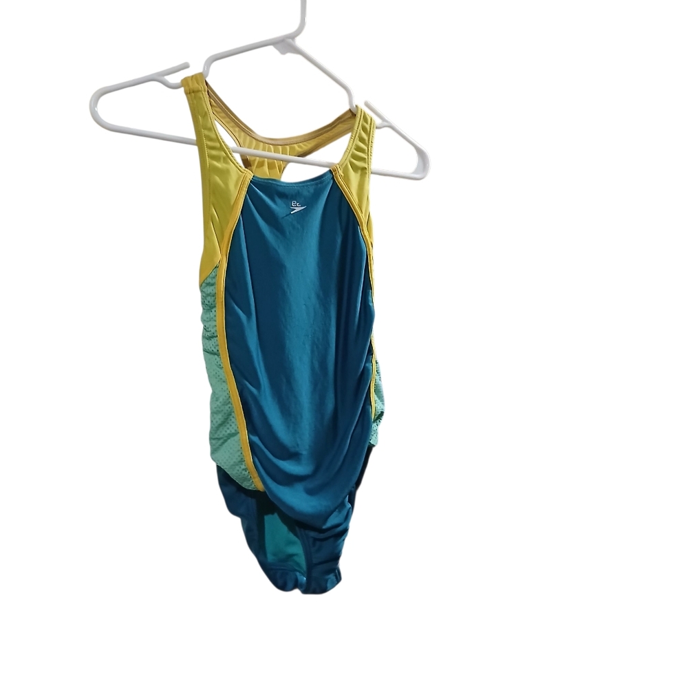 Speedo Girls Size 12 swimsuit Greem yellow